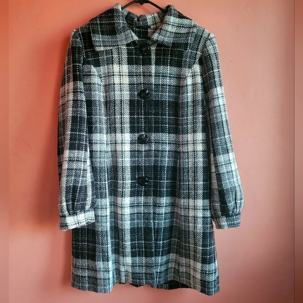 George Black Plaid Medium (8/10) Pea Coat